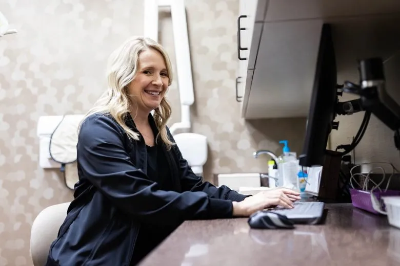 Staff using a computer